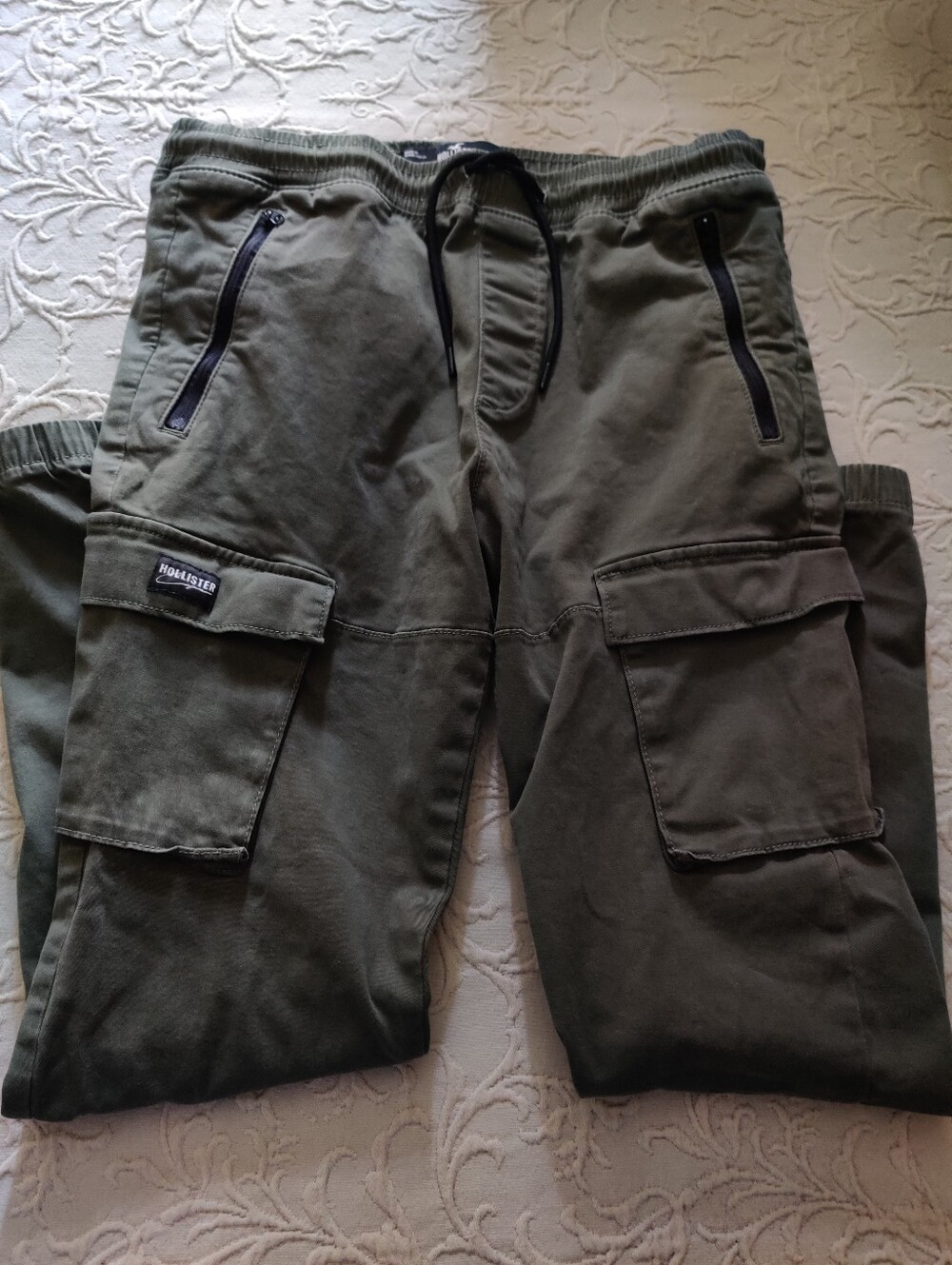 Hollister Skinny Jogger Mens M Olive Green Cargo Advanced Stretch Pants Utility